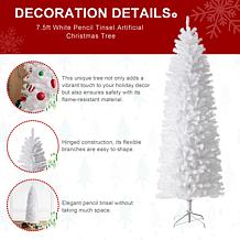Glitzhome 7.5' White Pencil T x Artificial Christmas Tree