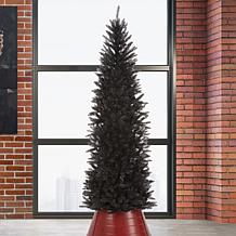 Glitzhome 7.5ft Black Tinsel Artificial Christmas Tree