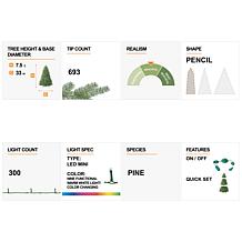 Glitzhome 7.5ft Pre-Lit Flocked Pencil Green Pine Christmas Tree