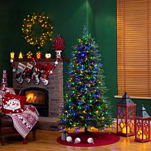 Glitzhome 7.5ft Pre-Lit Green Fir Artificial Christmas Tree W/ 500 LED