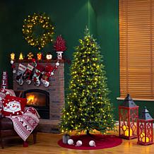 Glitzhome 7.5ft Pre-Lit Green Fir Artificial Christmas Tree W/ 500 LED