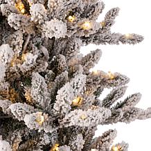 Glitzhome 7.5ft. Pre-Lit Snow Fir Christmas Tree with 400 White Lights