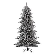 Glitzhome 7.5ft. Pre-Lit Snow Fir Christmas Tree with 400 White Lights
