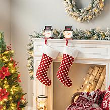 Glitzhome 7.5in. H Marquee LED Snowman Head Stocking Holder