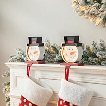 Glitzhome 7.5in. H Marquee LED Snowman Head Stocking Holder