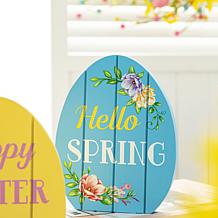 Glitzhome 7.5in H Set of 3 Easter Wooden Easter Egg Table Decor