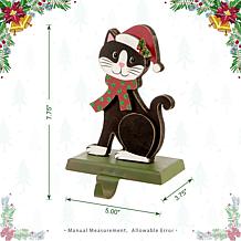 Glitzhome 7.75" Wooden and Metal Cat Stocking Holder