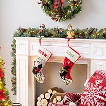 Glitzhome 7.75" Wooden and Metal Cat Stocking Holder