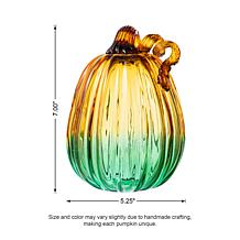 Glitzhome 7"H Gradient Turquoise Glass Pumpkin