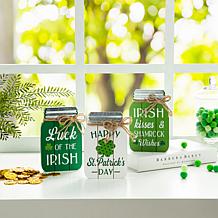 Glitzhome 7in H Set of 3 St. Patrick's Wooden Mason Jar Table decor