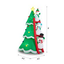 Glitzhome 8' Lighted Inflatable Xmas Snowman Climbing Up Tree Decor