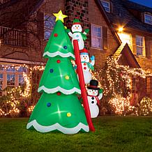 Glitzhome 8' Lighted Inflatable Xmas Snowman Climbing Up Tree Decor