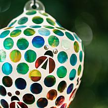Glitzhome 8.25"H Glass Hanging Dots & Ladybugs Mosaic Birdfeeder