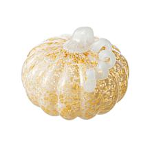 Glitzhome 8.5"D Fall Amber Dots Glass Large Pumpkin