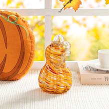 Glitzhome 8.5"H Fall Multi Stripes Glass Gourd