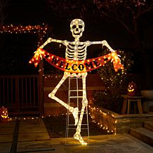 Glitzhome 86.25"H Lighted Halloween Skeleton Outdoor Décor