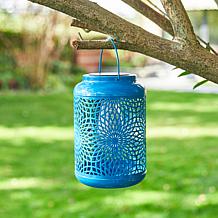 Glitzhome 8.75" Metal Cutout Solar Powered Outdoor Hanging Lantern