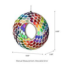 Glitzhome 8''D Glass Round Hanging Multi-Color Mosaic Birdfeeder