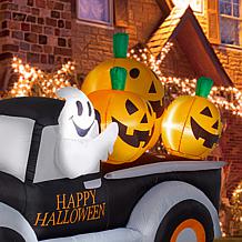 Glitzhome 8FT Lighted Inflatable Truck with Jack-O-Lantern Pumpkins