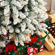 Glitzhome 9 Ft. Preloaded LED Pencil Fir Artificial Christmas Tree