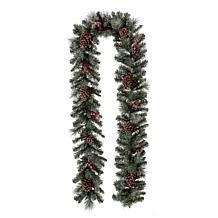 Glitzhome 9' Glittered Pine Cone Christmas Garland w/White LED Lights