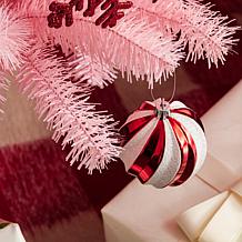 Glitzhome 9' Pink Pencil Tinsel Artificial Christmas Tree