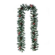 Glitzhome 9' Pre-Lit Greenery Christmas Garland with 50 White Lights