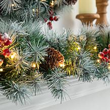 Glitzhome 9' Pre-Lit Greenery Christmas Garland with 50 White Lights