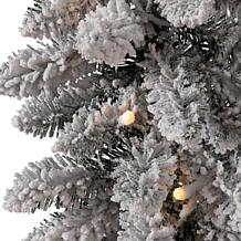 Glitzhome 9' Snow Flocked Christmas Garland with Warm White LED Lights