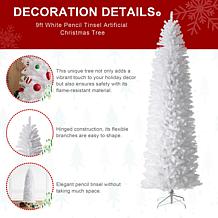 Glitzhome 9' White Pencil Tinsel Artificial Christmas Tree
