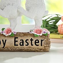 Glitzhome 9.25in H Easter Resin Triple Bunny Table Decor