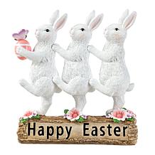 Glitzhome 9.25in H Easter Resin Triple Bunny Table Decor