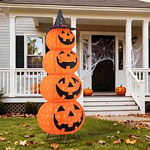 Glitzhome 94.5"H Lighted Halloween 3D Foldable Fabric Jack-O-Lanter...