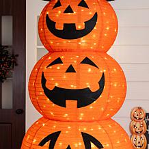 Glitzhome 94.5"H Lighted Halloween 3D Foldable Fabric Jack-O-Lanter...