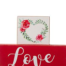 Glitzhome 9.5" L Valentine's Wooden Block Table Sign