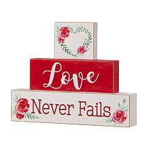 Glitzhome 9.5" L Valentine's Wooden Block Table Sign