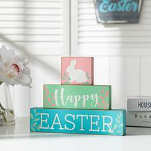 Glitzhome 9.5in L Wooden Easter Block Table Decor