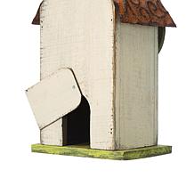 Glitzhome 9.75" Distressed Solid Wood Birdhouse with Leaves