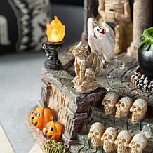 Glitzhome 9.75"H Lighted Resin Halloween Haunted House Village