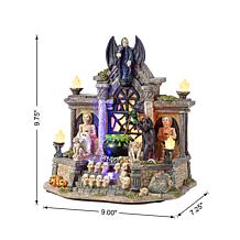 Glitzhome 9.75"H Lighted Resin Halloween Haunted House Village