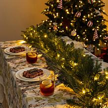 Glitzhome 9ft Pre-Lit Greenery Pine Garland with 200 White/Multi-co...
