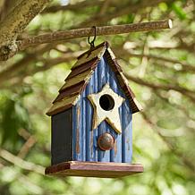 Glitzhome 9"H Patriotic Distressed Wood Outdoor Garden Birdhouse