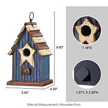 Glitzhome 9"H Patriotic Distressed Wood Outdoor Garden Birdhouse