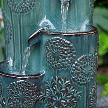 Glitzhome Ceramic Vase-Inspired Fountain with LED Lights 26.25"H