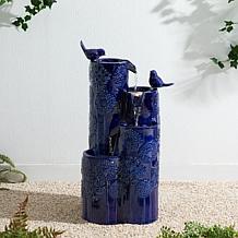 Glitzhome Ceramic Vase-Inspired Fountain with LED Lights 26.25"H