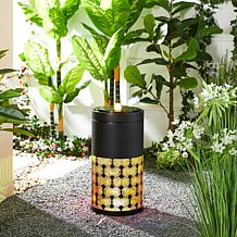 Glitzhome Cutout Pattern Outdoor Fountain with Pump and LED Light