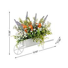 Glitzhome Easter Carrot Metal Wagon Centerpiece