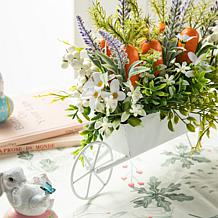 Glitzhome Easter Carrot Metal Wagon Centerpiece