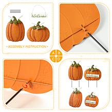 Glitzhome Fall Metal Embossed Glitter Pumpkin Yard / Porch Decor