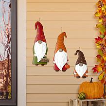 Glitzhome Fall Metal Gnome Family Yard Stake or Wall or Standing Decor
